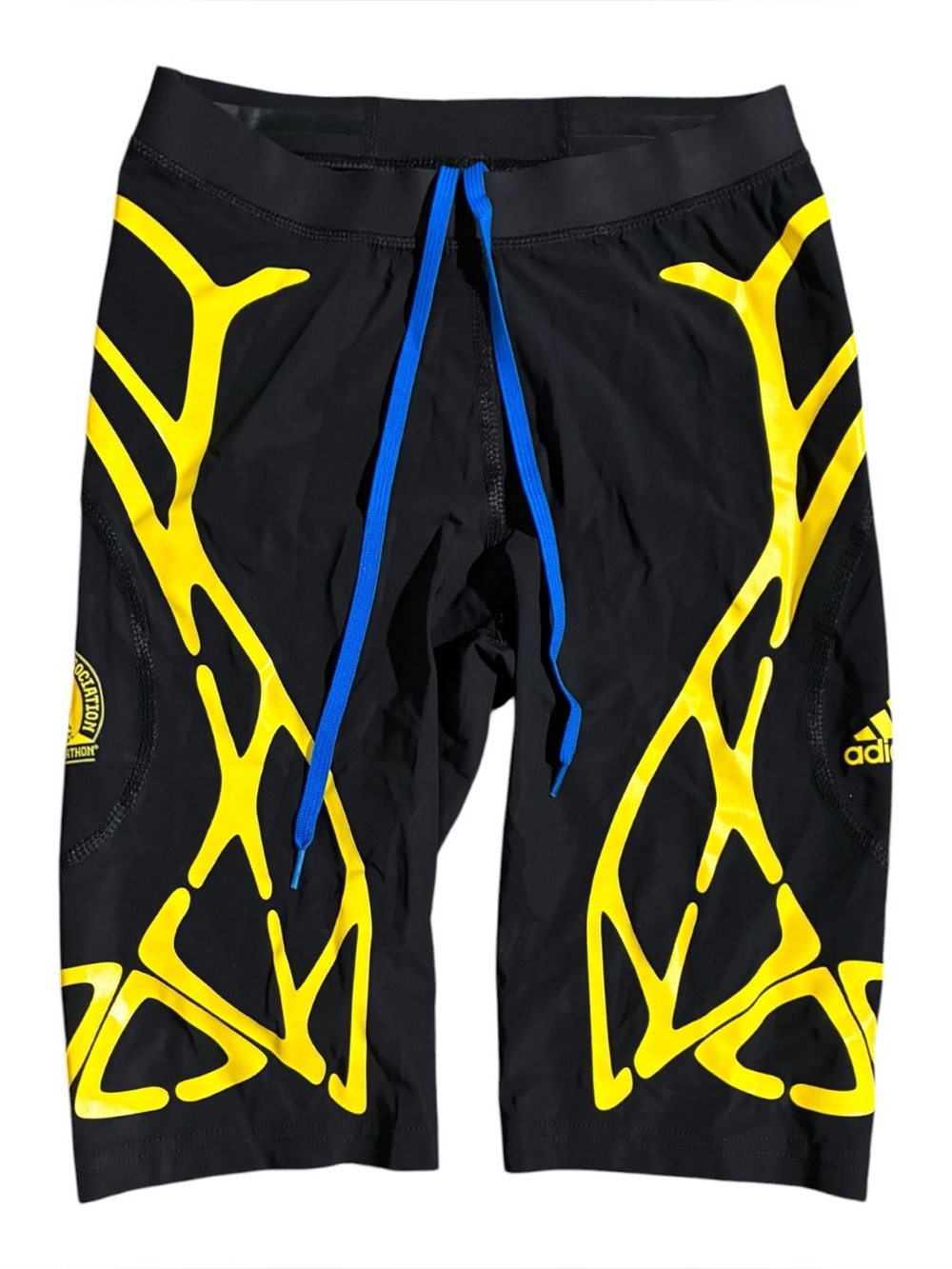 Adidas Adizero Techfit SprintWeb Tight Shorts Boston Marathon Black Yellow